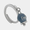 Anello in Acciaio con campanella pendente blu cobalto con scritta Capri