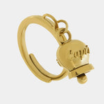 Anello in Acciaio con campanella pendente placcata oro con scritta Capri - BYSIMON gioielli