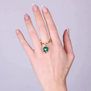 Anello in Acciaio con campanella pendente verde scuro   con scritta Capri