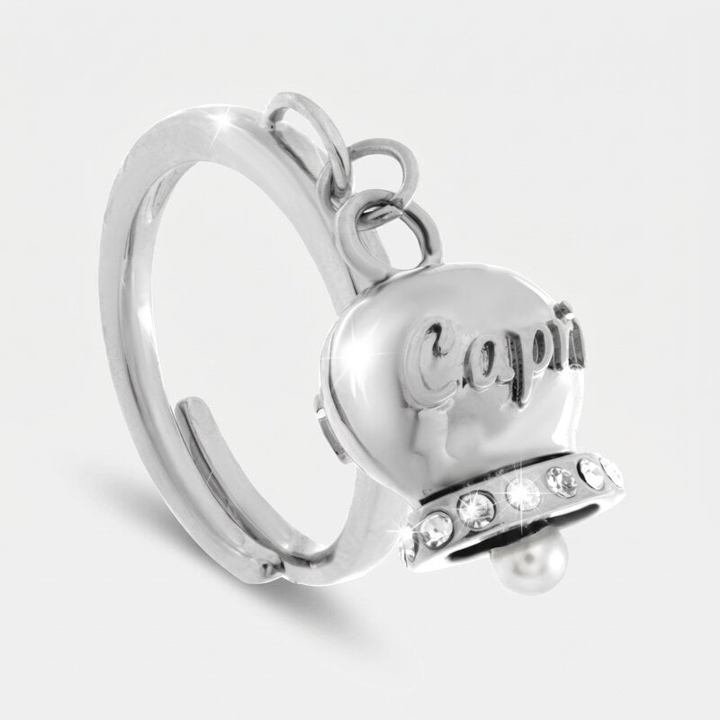 Anello in Acciaio con campanella con scritta Capri | gioielli in acciaio | BYSIMON