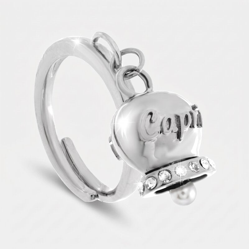 Anello in Acciaio con campanella con scritta Capri | gioielli in acciaio | BYSIMON