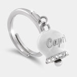 Anello in Acciaio con campanella bianca con scritta Capri | gioielli in acciaio | BYSIMON