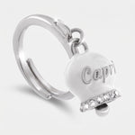 Anello in Acciaio con campanella bianca con scritta Capri | gioielli in acciaio | BYSIMON
