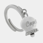 Anello in Acciaio con campanella bianca con scritta Capri - BYSIMON gioielli