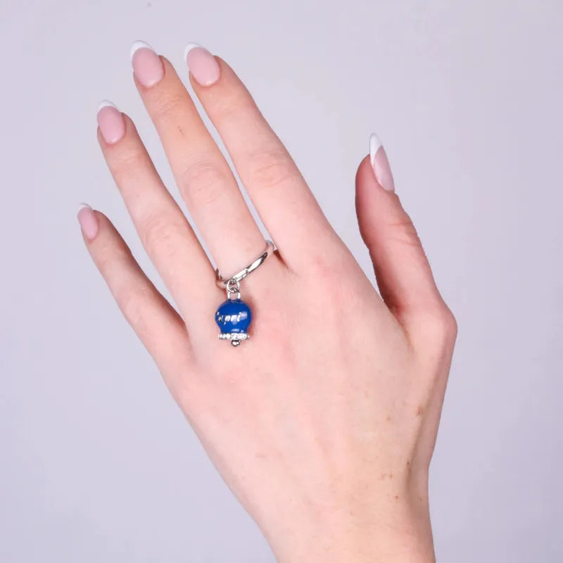 Anello in Acciaio con campanella blu con scritta Capri - BYSIMON gioielli