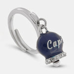 Anello in Acciaio con campanella blu con scritta Capri - BYSIMON gioielli