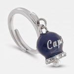 Anello in Acciaio con campanella blu con scritta Capri - BYSIMON gioielli
