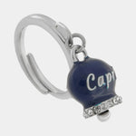 Anello in Acciaio con campanella blu con scritta Capri - BYSIMON gioielli