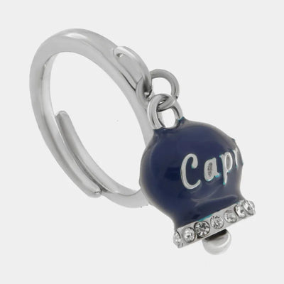 Anello in Acciaio con campanella blu con scritta Capri - BYSIMON gioielli