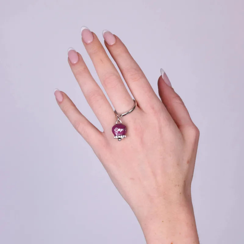 Anello in Acciaio con campanella  borgogna   con scritta Capri - BYSIMON gioielli