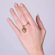 Anello in Acciaio con campanella placcata oro   con scritta Capri