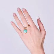 Anello in Acciaio con campanella verde con scritta Capri