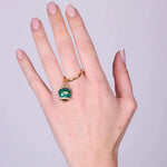 Anello in Acciaio con campanella verde scura   con scritta Capri - BYSIMON gioielli