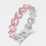 Anello acciaio con cristalli rosa - BYSIMON gioielli