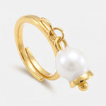 Anello in Acciaio con campanella portafortuna bianca e oro - BYSIMON gioielli