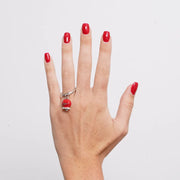 Anello in Acciaio campanella rossa con scritta Capri e zirconi