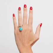 Anello in Acciaio campanella verde acqua con scritta Capri e zirconi