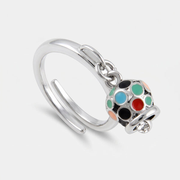 Anello in Acciaio con campanella impreziosita da smalti multicolore - BYSIMON gioielli