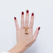 Anello in Acciaio campanella Capri con pois rosa