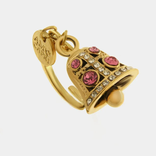 Anello in Acciaio campanella Capri con pois rosa - BYSIMON gioielli