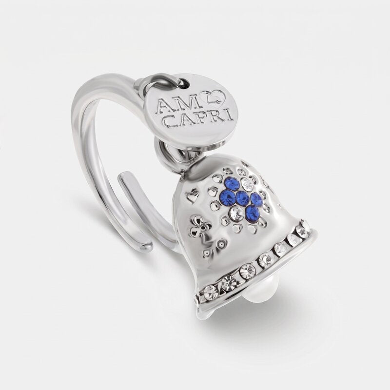 Anello in Acciaio campanella Capri con pois blu - BYSIMON gioielli