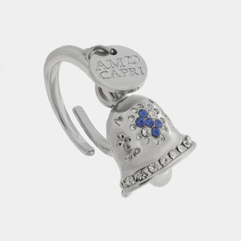 Anello in Acciaio campanella Capri con pois blu - BYSIMON gioielli
