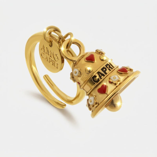 Anello in Acciaio campanella Capri con cuori e fiori - BYSIMON gioielli