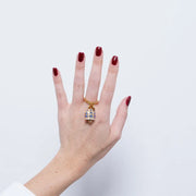 Anello in Acciaio campanella Capri con pois blu