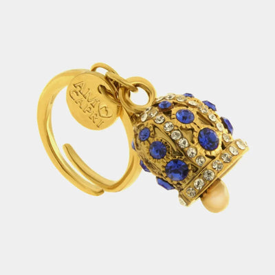 Anello in Acciaio campanella Capri con pois blu - BYSIMON gioielli