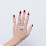 Anello in Acciaio campanella Capri con  strisce azzurre - BYSIMON gioielli