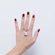 Anello in Acciaio campanella Capri bianca con pois blu