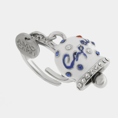 Anello in Acciaio Inossidabile campanella Capri bianca con pois blu | gioielli in acciaio inossidabile | BYSIMON