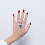 Anello in Acciaio campanella Capri strisce blu e bianche - BYSIMON gioielli