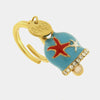 Anello in Acciaio campanella Capri azzurra con stelle marine