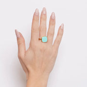 Anello in Acciaio quadrato turchese