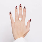 Anello in Acciaio quadrato bianco