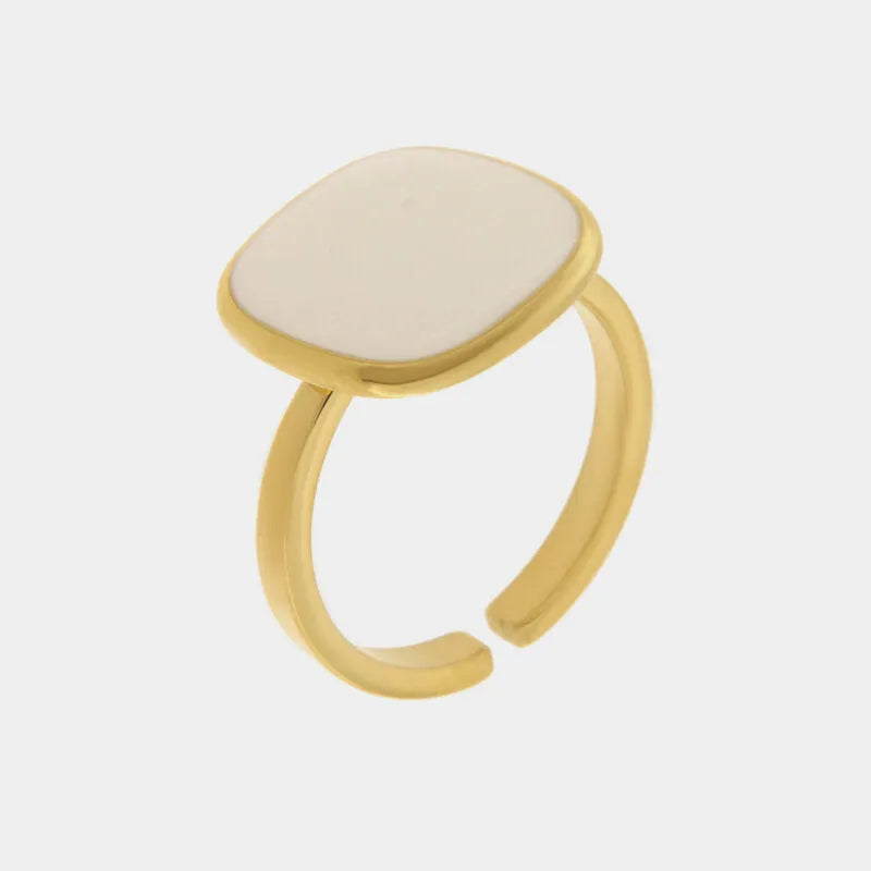 Anello in Acciaio quadrato bianco - BYSIMON gioielli