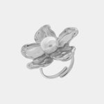 Anello in Acciaio fiore con perla - BYSIMON gioielli