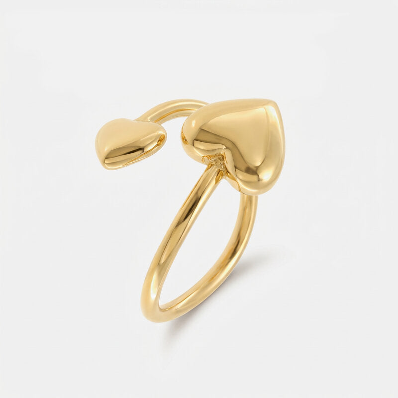 Anello in Acciaio contrariè cuori gold - BYSIMON gioielli
