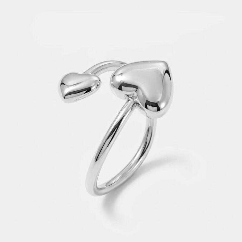 Anello in Acciaio contrariè cuori silver - BYSIMON gioielli