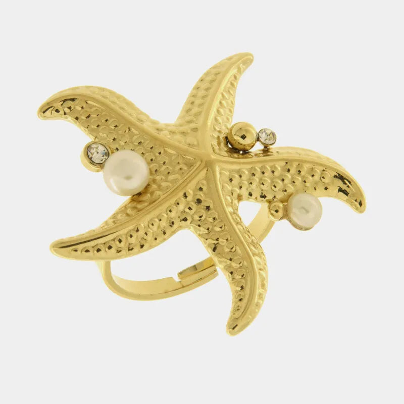 Anello in Acciaio anello con stella marina - BYSIMON gioielli