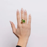 Anello in Acciaio cristalli verdi e dettaglio liscio - BYSIMON gioielli