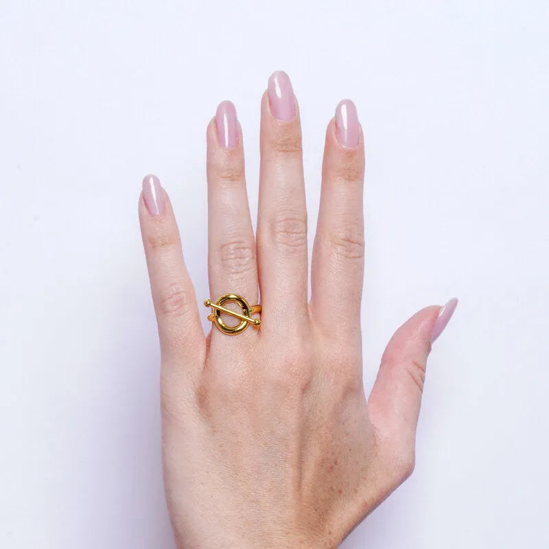 Anello in Acciaio cerchio con chiusura a T