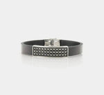 Bracciale in Acciaio rigido in caucciù nero con borchie