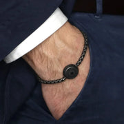 Bracciale in Acciaio catena nera con rosa dei venti