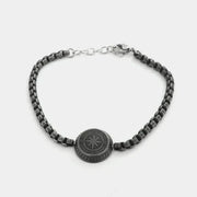 Bracciale in Acciaio catena nera con rosa dei venti