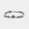 Bracciale in Acciaio con giglio centrale e sfere effetto diaspro grigio