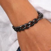 Bracciale in Acciaio con lavorazione a groumette satinata e chiusura a scomparsa