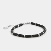 Bracciale in Acciaio con pietra onice nera e metallo lucido