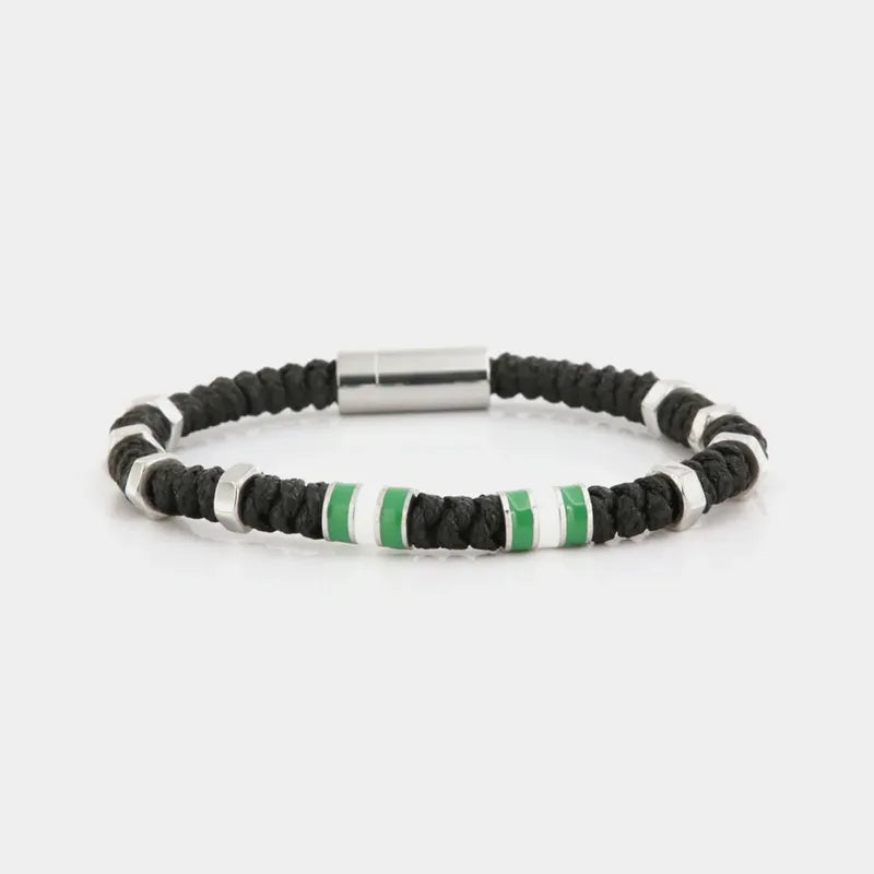 Bracciale in Acciaio con pietra effetto onice satinato e elementi tubolari